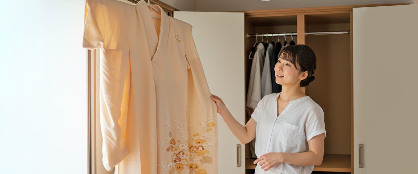 着物を見る女性